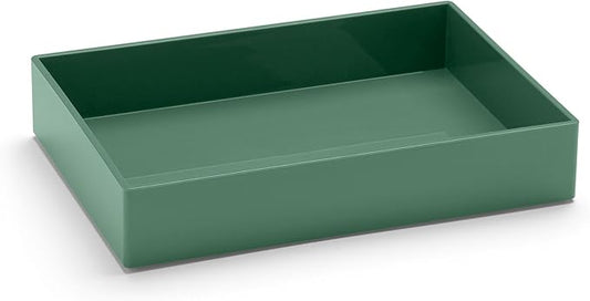 Poppin Stackable Medium Accessory Tray - Modular Lacquer Desk Trays for Office Organization, Color-Coordinated Office Supplies for Desk, Paper Trays (Sage, Medium Accessory)
