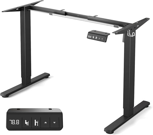Standing Desk Frame, Electric Stand up Desk Frame Height Adjustable Table Legs Sit Stand Desk Frame, Single Motor Ergonomic Standing Desk Base Workstation, Frame Only, Black