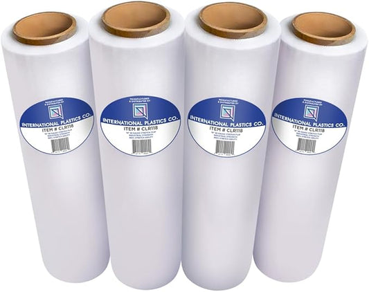 80 Gauge 1200ft Plastic Stretch Film/Wrap 500% Stretch Clear Cling Durable Adhering Packing Moving Packaging Heavy Duty Shrink Film (18", 4)