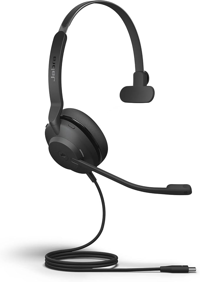 Jabra Evolve2 30 SE Wired Mono Noise-Cancelling Headset - Features 2-Mic Call Technology and USB-C Cable - Works with All Leading Unified Communications Platforms Such as Zoom and Google Meet - Black
