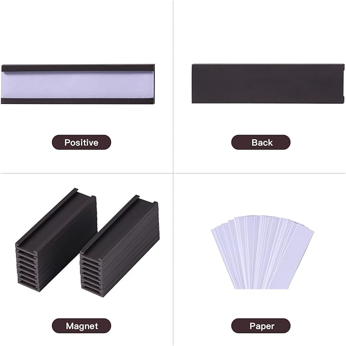 Eeoyu Magnetic Label Holders with Magnets Magnetic Data Card Holders with Clear Plastic Protectors for Metal Shelf, Whiteboard, Set of 30 (0.5 x 3 Inch)