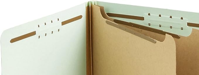 Amazon Basics Sturdy 10-Pack Letter Size Pressboard Classification File Folders with Fasteners, Dividers, 2” Expansion, 11.97 x 10.55 inch, Green