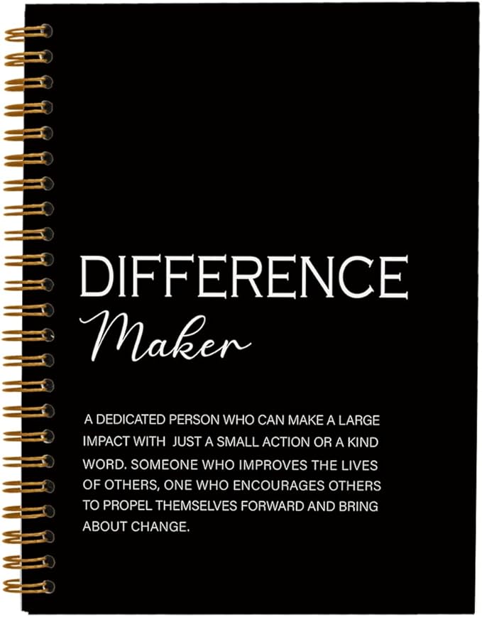 Difference Maker Gift, Difference Maker Definition Spiral Notebook Journal, Motivational Notebooks, Thank You Gifts for Women Men Teacher Coworkers, Hardcover Spiral Notebook 5.5x8.3(Black)