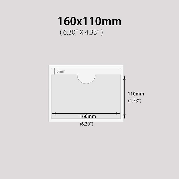 Adhesive Clear Pockets,Self Adhesive Clear Label Pockets Adhesive Card Folder Plastic Pockets Holders Sleeves for Index Cards Planners Cabinet Shelves Photo Cd,10Pieces(160x110mm)