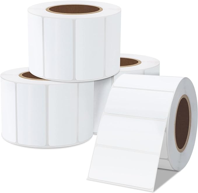 Hybsk 2x1 inch Direct Thermal Labels for Barcodes, Address, Compatible with Rollo Label Printer & Zebra Desktop Printers (2"x1",4 Rolls White)