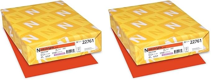 Neenah Astrobrights Color Cardstock, 65 lb Cover Weight, 8.5 x 11, Orbit Orange, 250/Pack (Pack of 2)