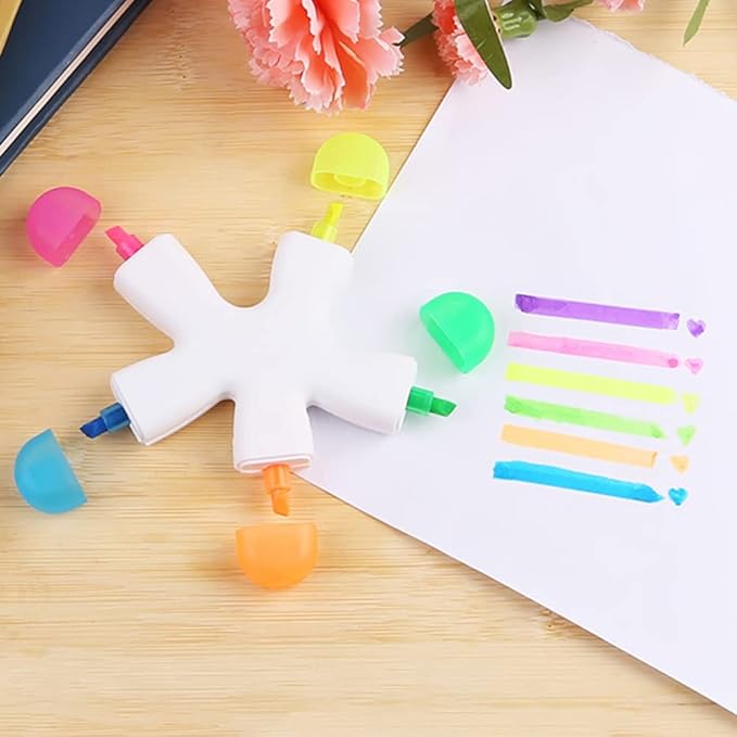 Cute Starfish Highlighters, Creative Multi Color Fluorescent Pens Markers, Non-Toxic & Odorless Watercolor, Great for Journal Planner Note Taking and Coloring Book.
