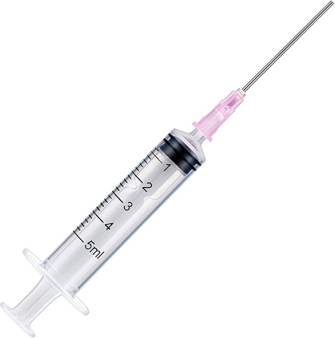 6PCS 5ML/CC Ink Filling Plastic Syringe Set with Bluent Stainless Needle Tip for Fountain Pen, Printer