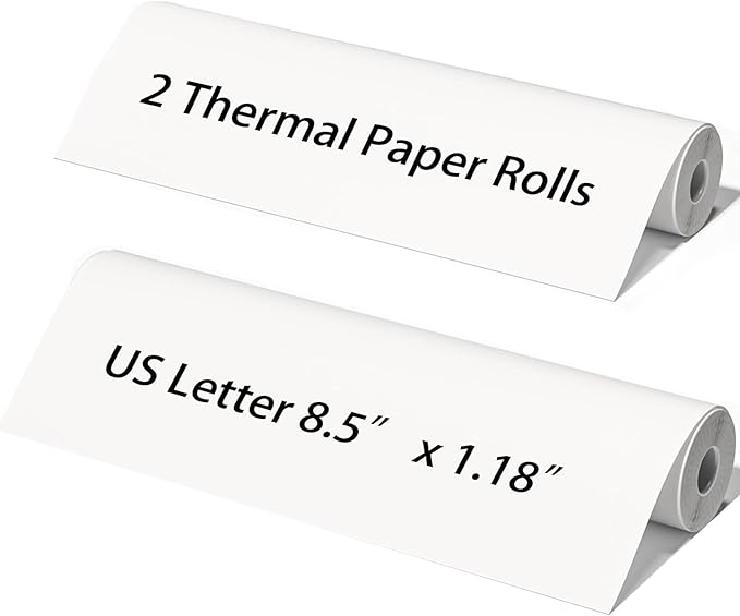 2 Rolls Thermal Paper, Thermal Printer Paper, 8.5" x 26ft US Letter Paper Size, Printer Paper Roll for M08f M832 Printer, Thermal Paper Rolls Compatible with Peripage Bluetooth Portable Printer