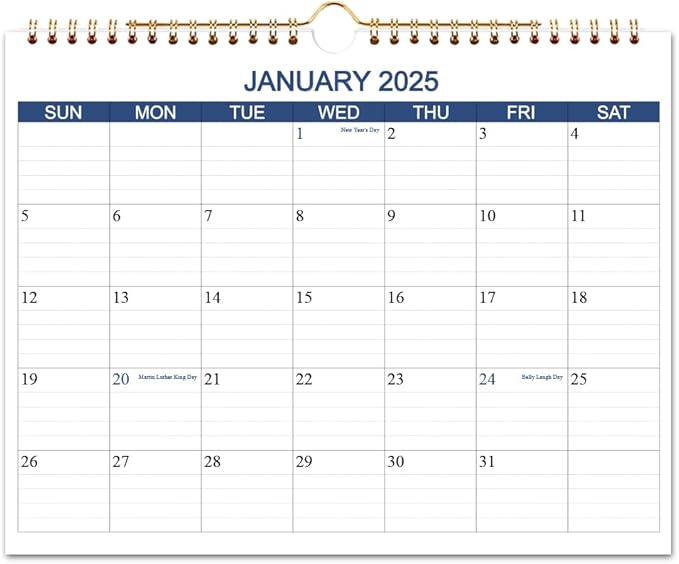 Calendar 2025-2026 - Wall Calendar Runs Jan 2025 to June 2026-18 Months Calendar Planner with Thick Paper for Planning and Organizing for Home or Office, Blue Hanging Calendar, 8.5 x 11 Inches