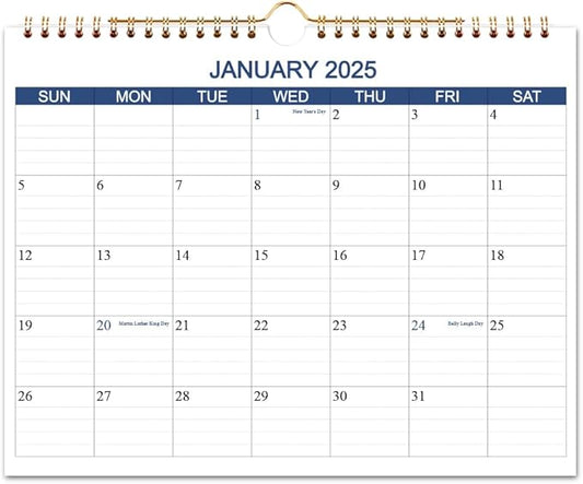 Calendar 2025-2026 - Wall Calendar Runs Jan 2025 to June 2026-18 Months Calendar Planner with Thick Paper for Planning and Organizing for Home or Office, Blue Hanging Calendar, 8.5 x 11 Inches