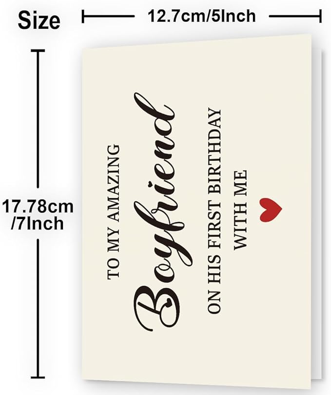 Birthday Card & Gift for Boyfriend, and Him | Happy Birthday Decorations for Boyfriend