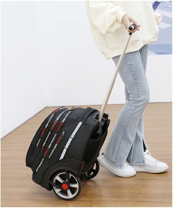 Rolling Backpack,Large Rolling Laptop Bag Briefcase Backpacks with Wheels for Women Adults Travel Trolley Office,Waterproof Wheeled Backpack(22inch, Black)