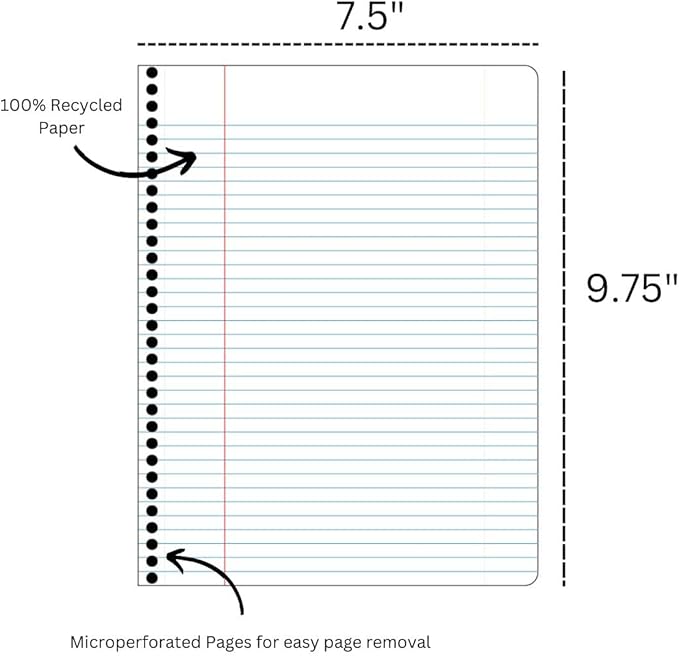 Decomposition Deep Stretch College Ruled Spiral Notebook - 9.75 x 7.5 Journal with 160 Lined Pages - 100% Recycled Paper - Notebooks for School Supplies, Home & Office - Made in USA