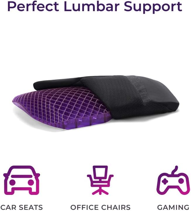 Purple Back Cushion | Pressure Reducing Grid Designed for Ultimate Comfort | Designed for Chairs, Gaming, and Travel | Made in The USA