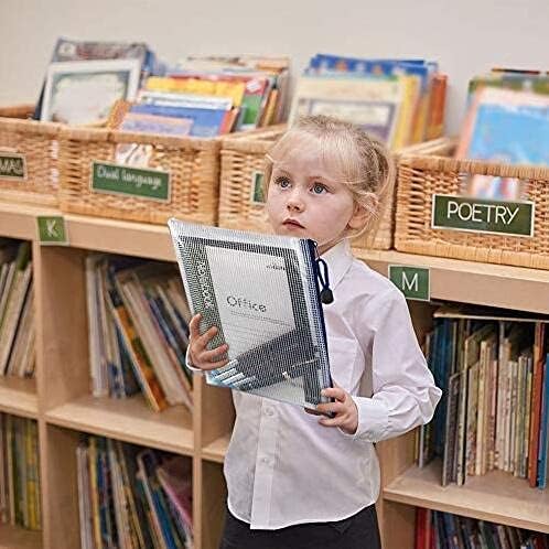 Mesh Zipper Pouch Document Bag, Plastic Zip File Folders, Letter Size Waterproof Document Pouch for Office Supplies, Arts & Crafts Organizing Storage (10 Colors 30 Pack)