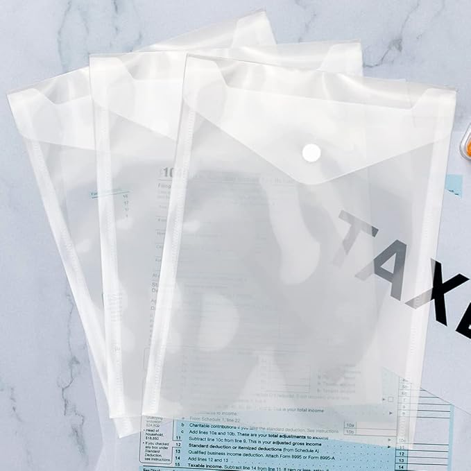Vmiapxo 40 Pack Stamp and Die Storage Pockets, Reusable Small Plastic Envelopes Waterproof Sticker Organizer Receipt Holder Photo Storage Folders (7" x 9.4")