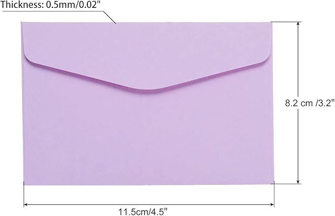 PATIKIL Mini Envelopes, 100 Pack Paper Blank Small Items Storage Business Card Holder for Greeting Note Party, Light Purple