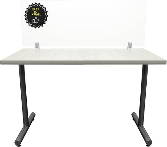 Obex Clear Acrylic Desk Mounted Privacy Panel, 12", Aluminum