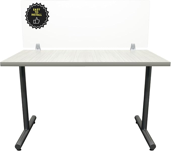 Obex Clear Acrylic Desk Mounted Privacy Panel, 18", Aluminum