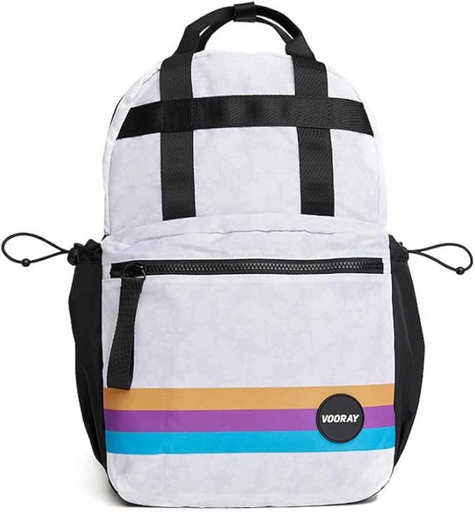 VOORAY 19L Katie Backpack – Large Travel Backpack, Gym & Sports Backpack Wild Desert, White Floral Retro Stripe
