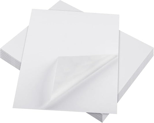 Washi Paper Sticker Paper White Printable Multipurpose Copy Paper Inkjet Printer Compatible Full Sheet Letter Size Labels(30 Pcs,7.2 x 10.1 Inches)