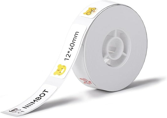 NIIMBOT Label Maker Tape for D11/D110/D101 Label Maker, 12 x 40 mm (0.47'' x 1.57'')-160 Tapes/Roll for Home Office Labeling Tape Replacement, Zoo Pattern