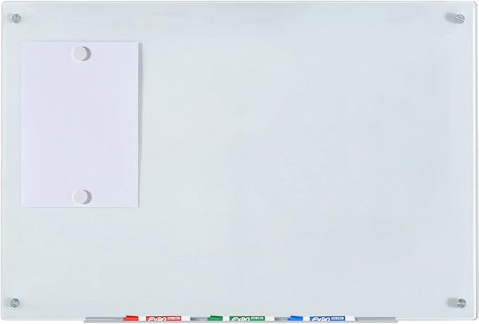Audio-Visual Direct Magnetic White Glass Dry-Erase Board Set - 36 x 24 Inches -