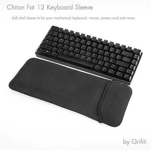 GRIFITI Chiton Fat 12 6.5" x 13.5" Neoprene Keyboard Sleeve Cover for Tenkeyless Mechanical & 11-13 Inch 10keyless Keyboards Portable Case - Extra Pocket for Cable, Computer Mouse or Gaming Trackpad