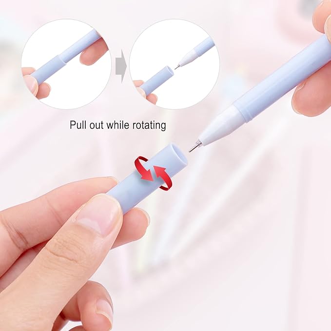 KRIZJUES 12 Pcs Fruit Cartoon Animal Pens, Kawaii School Supplies Pens Cute Gel Ink Pens Boys Girls Pens Suitable for Writing, Gifts for Children and Teachers, Black Refill 0.5mm