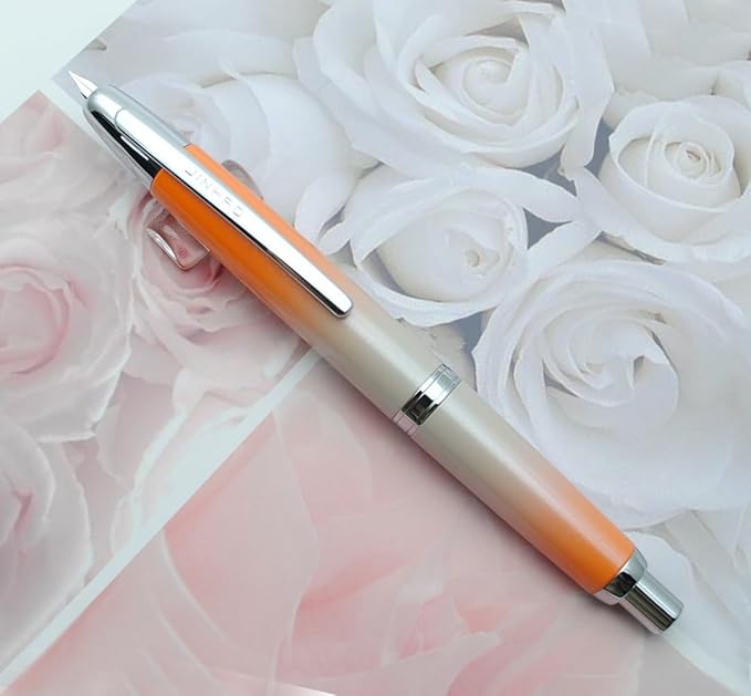 JINHAO 10 Press Fountain Pen, Retractable Metal Pen with Ink Converter (EF Nib 0.38mm, Gradient Orange)