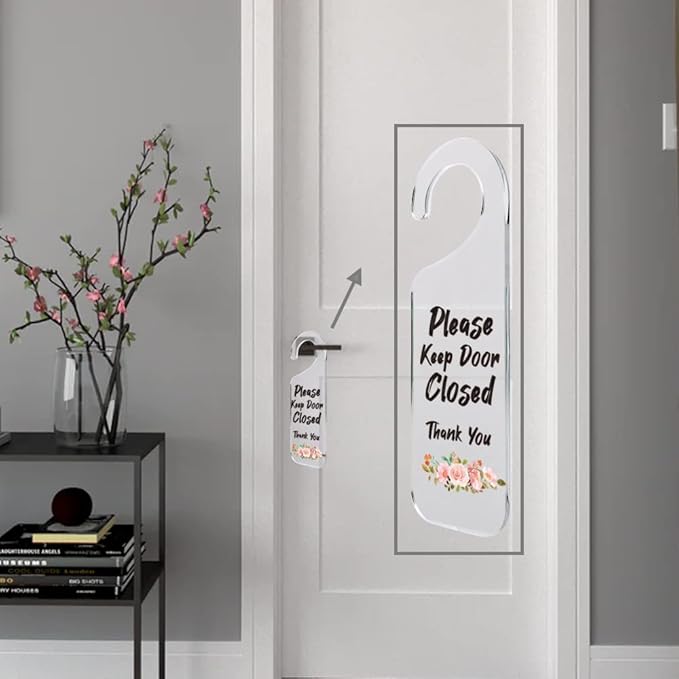 Do Not Disturb Door Sign Engraved Acrylic Hanger Handle Home Decor Acrylic Banner Acrylic Hanging Sign Door Plaque Handmade Office Hanging Sign Please Keep Door Closed