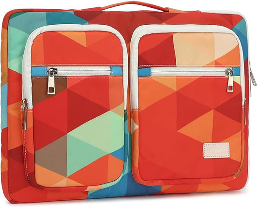 canvaslife 360° Protective Laptop Sleeve Case Bag with 3 Pockets for 14 inch Dell HP Lenovo Laptop and MacBook Pro 14 inch,Surface Laptop 14.4 inch (Rainbow peacock)