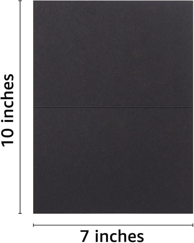 50 Pack Blank Cards Folded Cardstock Thank You Blank Greeting Cards for Invitations, Wedding, Greeting Cards, All Occasion DIY (Black, 5x7)