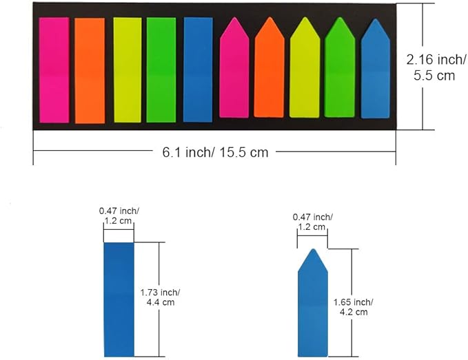 2000 Pieces Page Markers Tabs,Colored Sticky Tabs for Books, Notebooks,Index Tabs,Arrow Page Sticky Flags