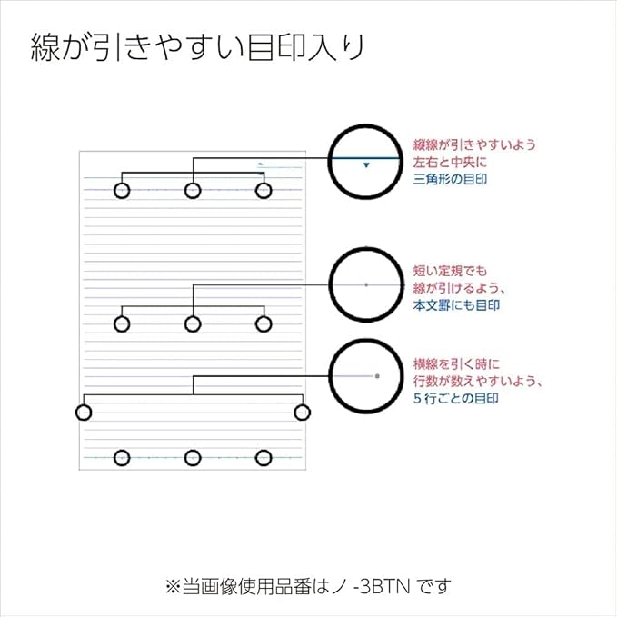 Kokuyo Campus Loose Leaf Paper for Binders, Sarasara Smooth Writing, A4, B 6mm Ruled, 30 Holes, 41 Lines, 100 Sheets, pH Neutral, Bleed Resistant, 75gsm, Japan Import (NO-816BE)