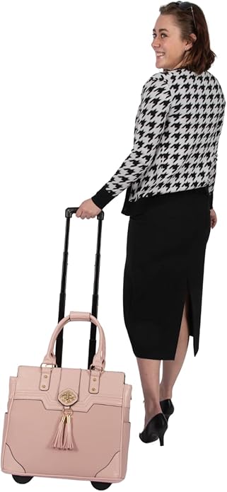 JKM and Company Alligator Compatible With Computer iPad, Laptop Tablet Rolling Tote Bag Briefcase Carryall Bag