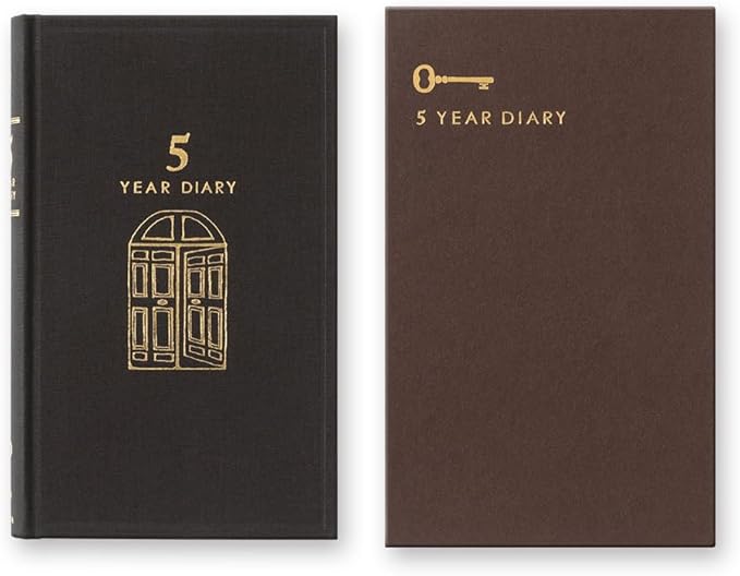 Midori 12396006A Diary, For 5 Year Rows, Door, Black, With Buver