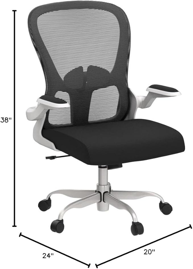 Ergonomic Office Chair, Comfort Swivel Home Office Task Chair, Breathable Mesh Desk Chair, Lumbar Support Computer Chair with Flip-up Arms and Adjustable Height