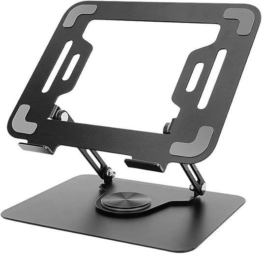 Adjustable Laptop Stand with 360 Rotating Base Portable Foldable Laptop Stand for Desk Carbon Steel Material Notebook Stand Compatible with MacBook Air Pro,and All Laptops(10-17.3‘’) -Black