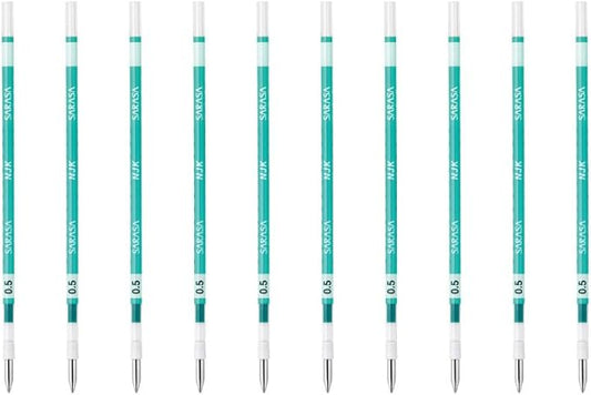 Zebra Sarasa Select B-RNJK5-BG Ballpoint Pen Refills, Sarasa NJK-0.5 Core, Blue Green, 10 Pieces