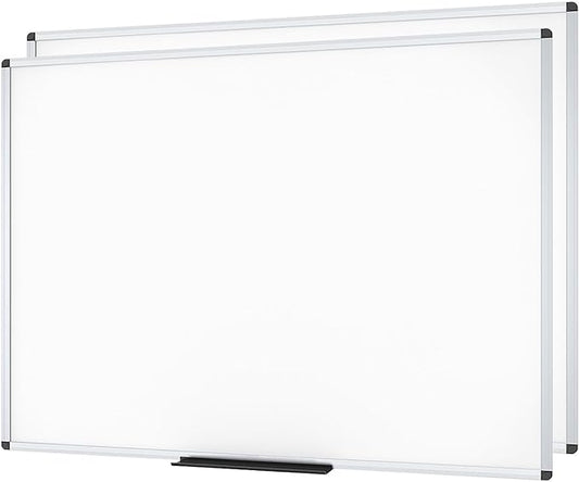 VIZ-PRO Dry Erase Board/Whiteboard, Non-Magnetic, Pack of 2, 5' x 3', Wall Mounted Board for School Office and Home