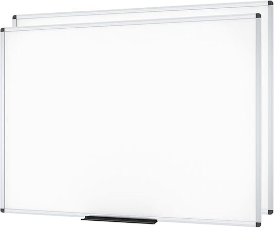 VIZ-PRO Dry Erase Board/Whiteboard, Non-Magnetic, Pack of 2, 6' x 4', Wall Mounted Board for School Office and Home