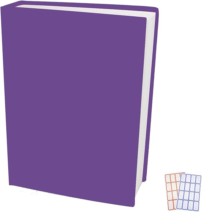 Purple Stretchable Jumbo Book Covers, Washable Reusable Book Protector fits Hardcover Textbooks up to 9" X 12" Office Supply with Free Sticker Labels (1 Pack, Purple)