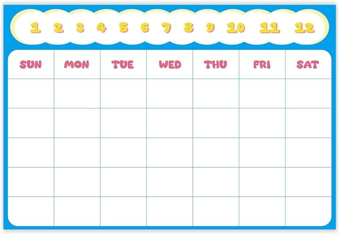 GEEKBEAR Dry Erase Refrigerator Calendar with 3 Markers - Attachable to Any Fridge with Special Suction Cups - Monthly and Weekly Designs, Acrylic - 15.7" x 10.6" (08. Cloud, Monthly)