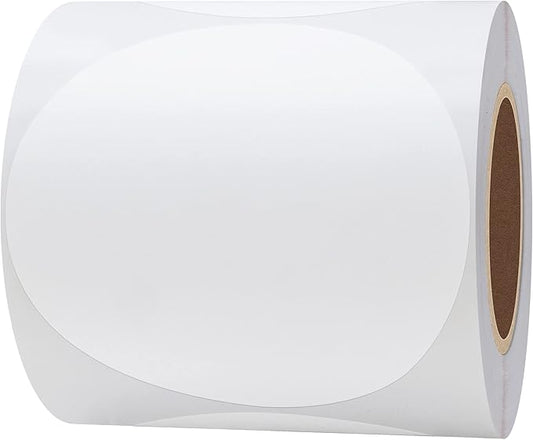 Hybsk 3 inch Circle Color Direct Thermal Stickers Shipping Labels for Barcodes,Name Tag,DIY Logo Design,QR Code,Inventory-350 pcs (3 inch,White)