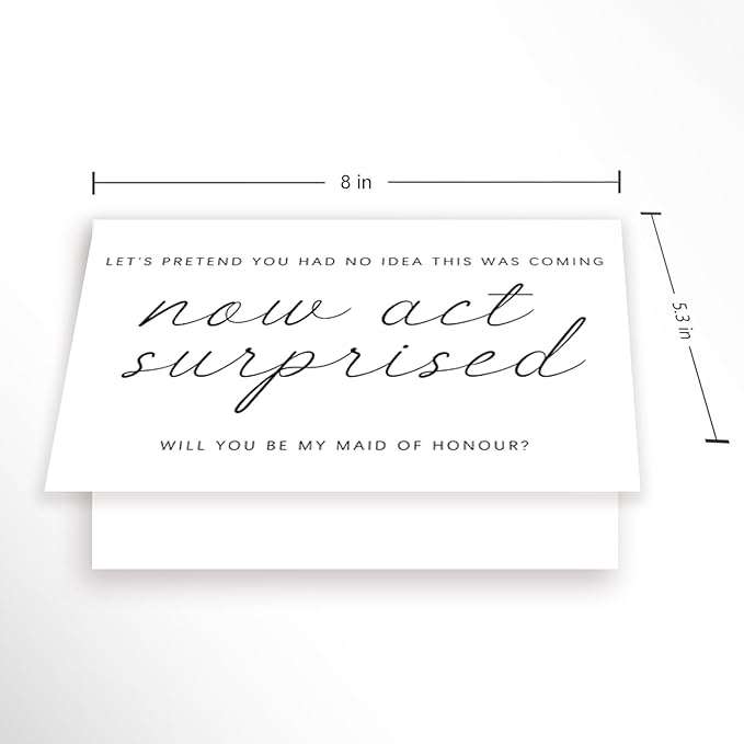 YiKaLus Wedding Maid of Honor Card, Blank Inside, 8 x 5.3 Inches, Recycled 300gsm Linen Cardstock, Sturdy Envelope