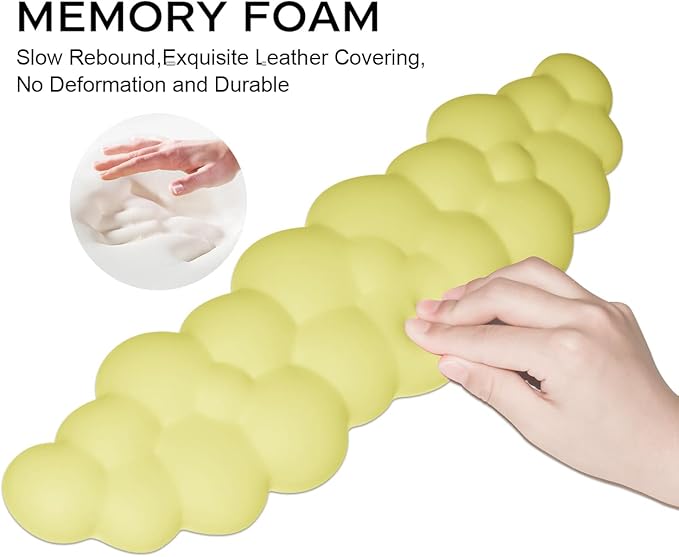 JIKIOU Upgrade Leather Cloud Keyboard Wrist Rest, Cloud Wrist Rest with Non-Slip PU Base, Comfortable Memory Foam Wrist Rest for Computer Laptop Mac Gaming Office and Pain Relief Christmas Wish Gift