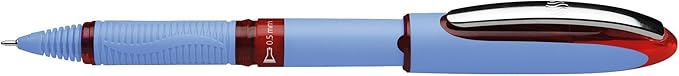 Schneider One Hybrid N Rollerball Pen, 0.5 mm Hybrid Needle Tip, Light Blue Barrel, Red Ink, Box of 10 Pens (183502)