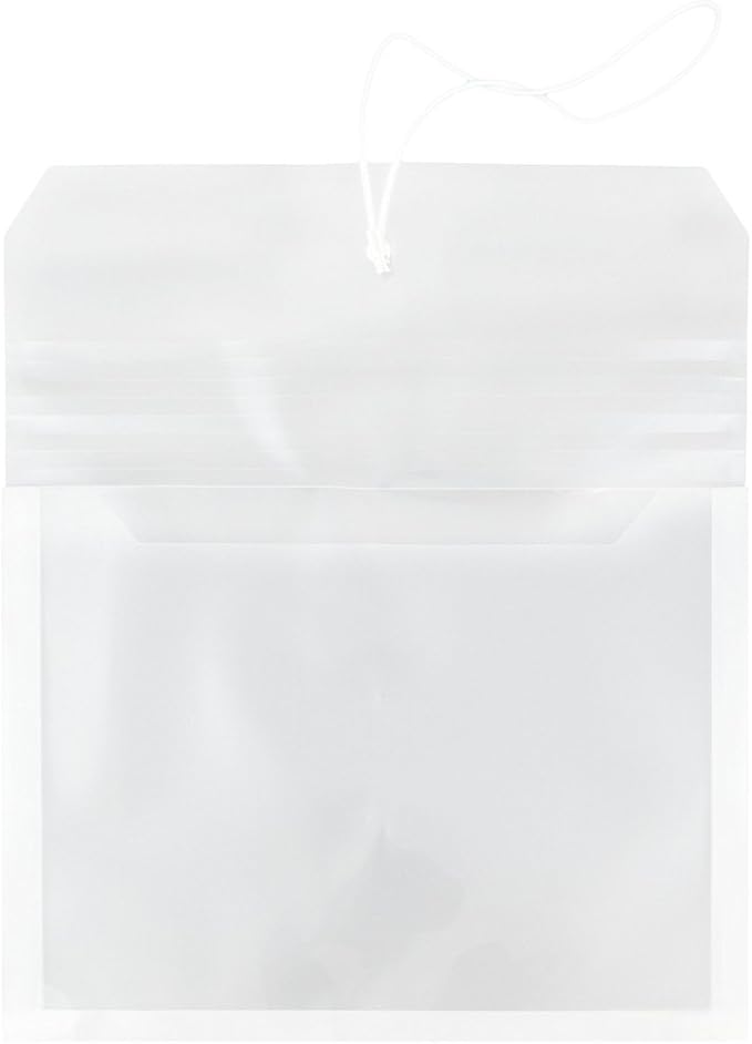 JAM PAPER Plastic Expansion Envelopes with Elastic Band Closure - Letter Booklet - 9 3/4 x 13 with 2.5 Inch Expansion - Clear - 12/Pack